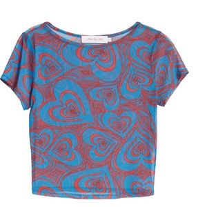 NWT LISA SAYS GAH Alex wild hearts recycled mesh crop top Small $88